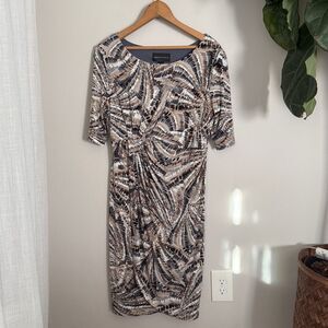 Connected Apperal Size 12 Short Sleeve Crew Neck Cinched Waist Office Dress